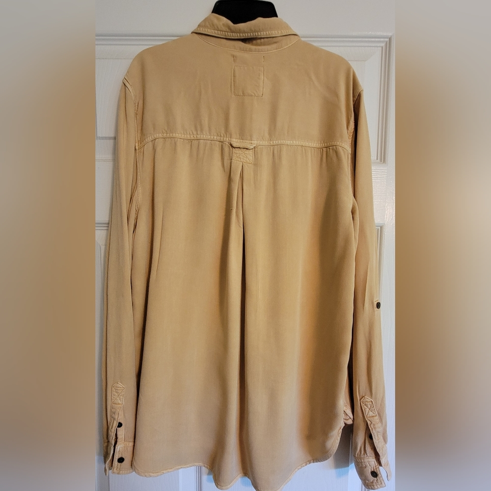 Pale mustard yellow boyfriend button up shirt - Picture 2 of 4